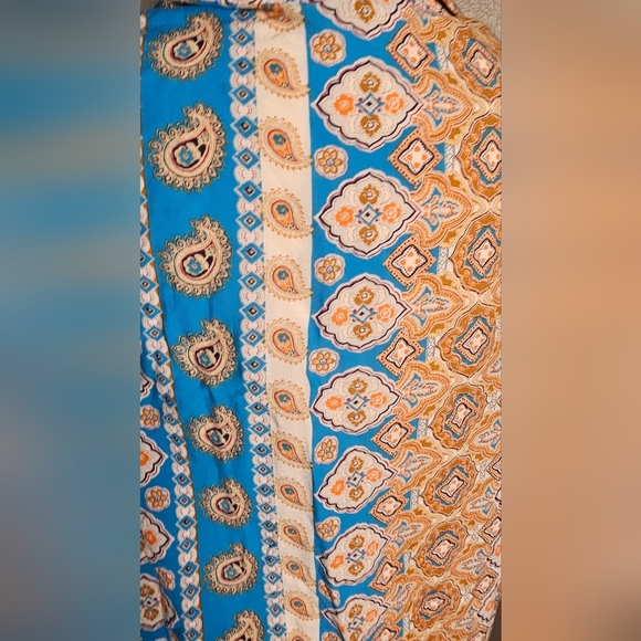 Cato Blue Cream and Tan Paisley Rayon Patterned Women's Blouse Top Size 14 16 - Picture 6 of 10